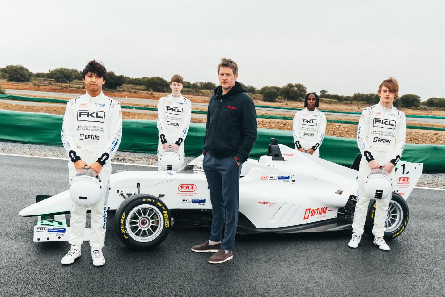 Rob Smedley with the FKL Academy drivers, including MJ Konini